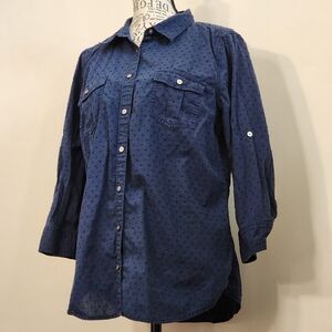 Blue St. John's Bay Textured Button-Up Shirt